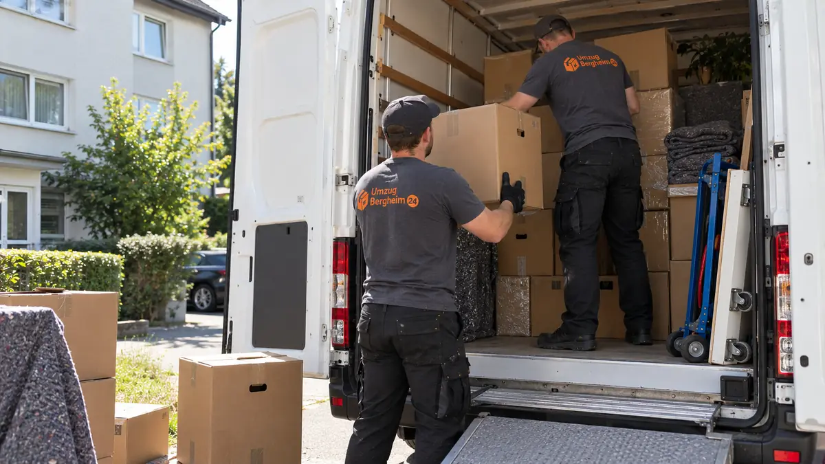 Firmenumzug Bergheim: Kartons werden in den Transporter verladen